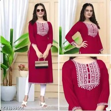 Women Embroidered Rayon A-line Kurta straight kurti,solid kurti, new trandy A-li