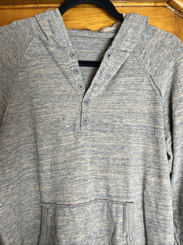 Alternative Men’s Large Hooded Henley Heather Blue Kangaroo Pocket - Picture 1 of 9