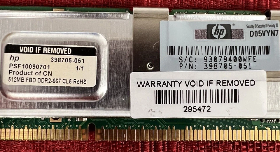 HP 398705-051 512MB 1Rx8 PC2-5300F-555-11-A0 FBD DDR2-667. - Image 3 of 4