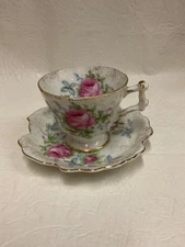 Vintage Dresden Rose Tea Cup Saucer