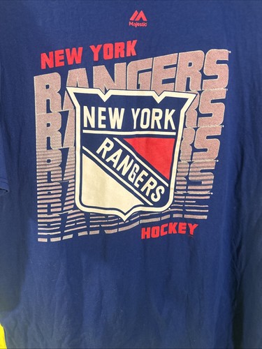 Majestic New York Rangers T-Shirt Men's Size XL Short Sleeve Pullover Blue - Picture 2 of 4