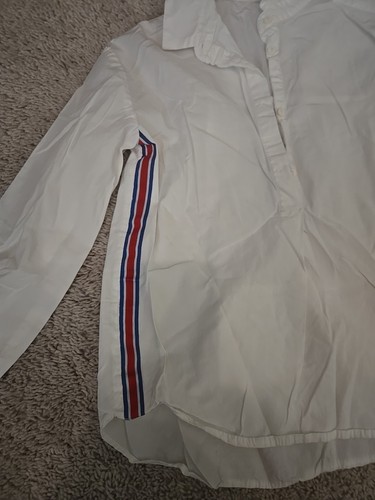 Zara Kids Long Sleeve Half Button Down Blouse Stripe Sides Girls Size 8 White - Picture 4 of 8