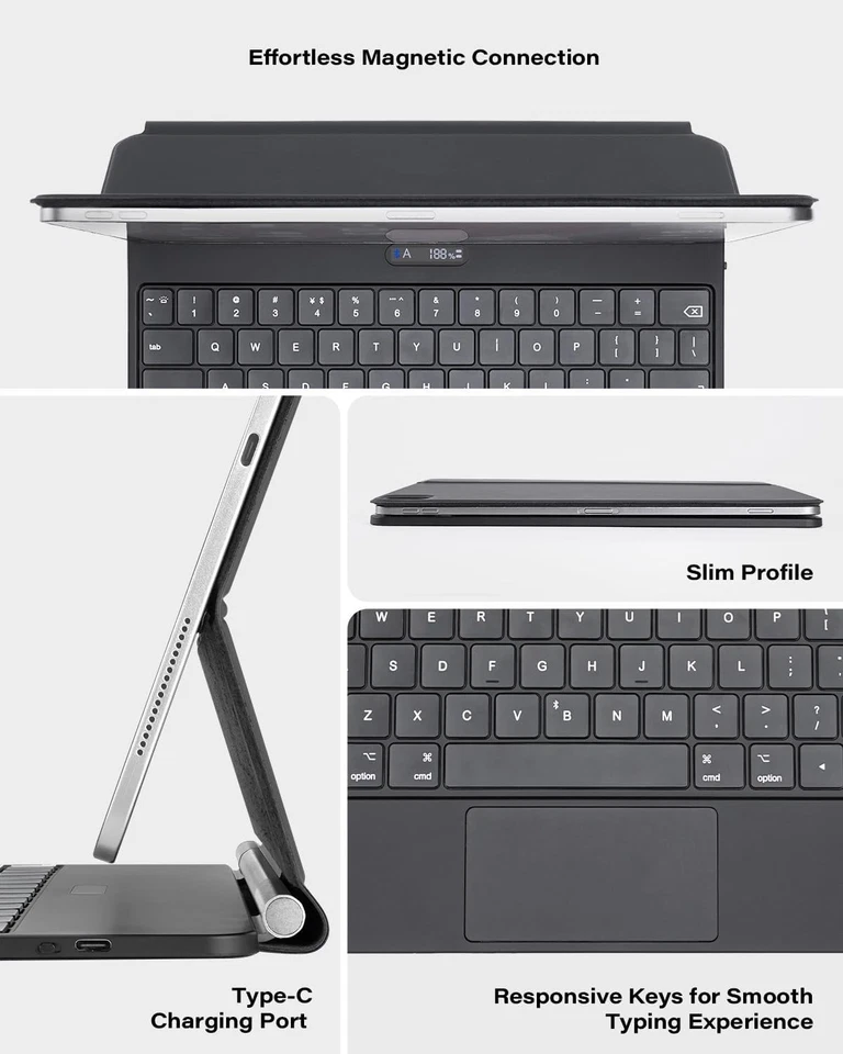 BLACK🔥iPad PRO 13" M5 2025 & M4 2024 Backlit Magnetic Magic Keyboard Case-NEW - Image 4 of 4