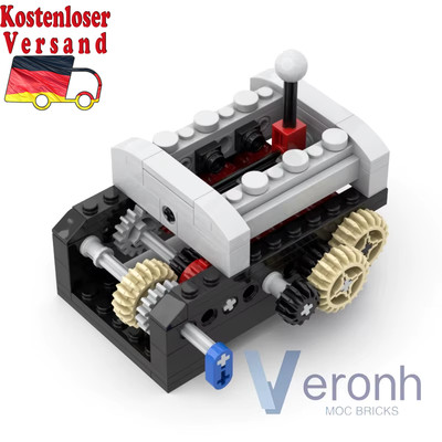 High-Tech Simple 6 Speed Sequential Gearbox Set MOC Building Blocks Compatible w