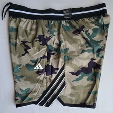Mens Size XL7" Orbit Green Camouflage Adidas Crazylite Basketball Shorts JP1210