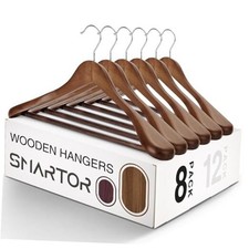 Wooden Suit Hangers for Men Wide Shoulder Wood Suit Hangers with 8 Pack Walnut