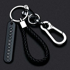 Anti Lost Car Keychain Phone Number Plate Pendant Woven Leather Rope Holder Anti Lost Car Keychain Phone Number Plate Pendant Woven Leather Rope Holder