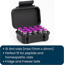 3Ml 15 Vial Case for Peptide Vials Rugged Fridge and Freezer Safe