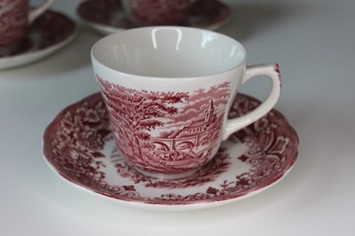 Grindley Homeland, 1 Tasse mit Untertasse, Staffordshire England rot