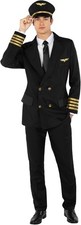 Men s Black Airplane Pilot Costume Adult Airline Captain Uniform Suit M - 3XL
