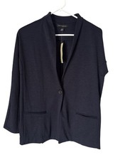 Banana Republic Blazer Jacket Size XXS Petite Single Button Waffle Knit Navy NEW