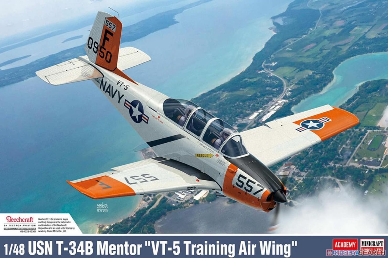 ACADEMY AC12361 1/48 Scale USN T-34B Mentor `VT-5 Training Air Wing`   Model Kit