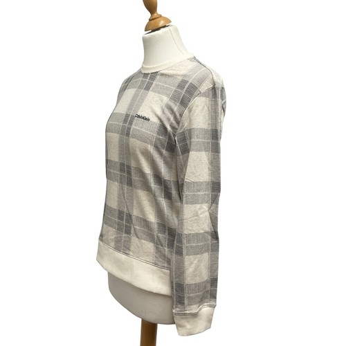Calvin Klein Plaid Long Sleeve Sleepwear Top Beige XS - Picture 7 of 12