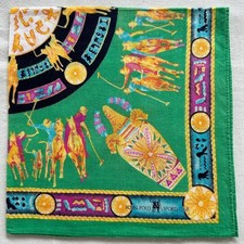Handkerchief Green Cotton Vintage Equestrian Rider Horse Riding Pocket Square 17