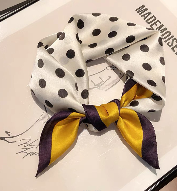 100% Mulberry Silk Bandanna Shawl round dot Print 53X53cm Neckerchief Scarf wrap