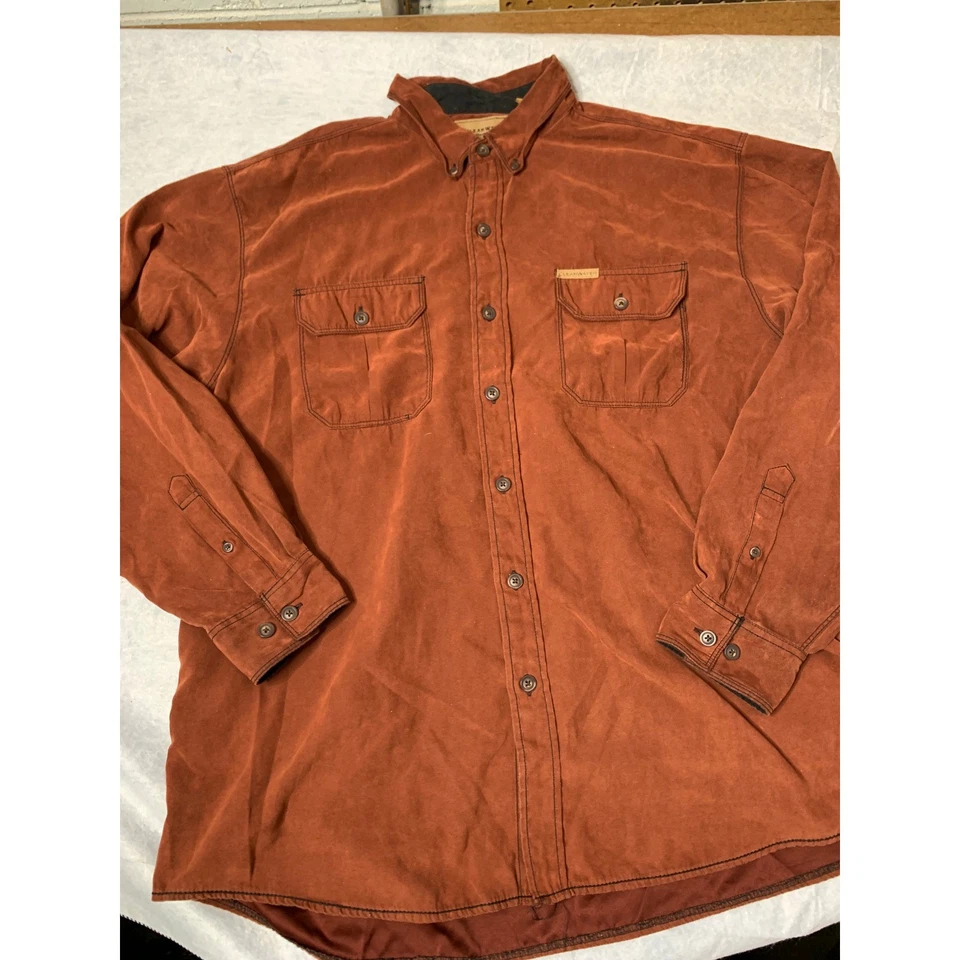 Clearwater Outfitters Mens XL Button Down Long Sleeve Rust Brown faux suede - Image 4 of 4