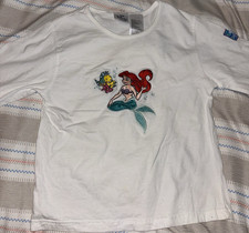 90s Disney Store The Little Mermaid Ariel  Flounder embroidered long sleeve VTG