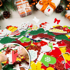 Christmas Foam Stickers 300Pcs Santa Claus Snowflake Colorful Glitter and Color
