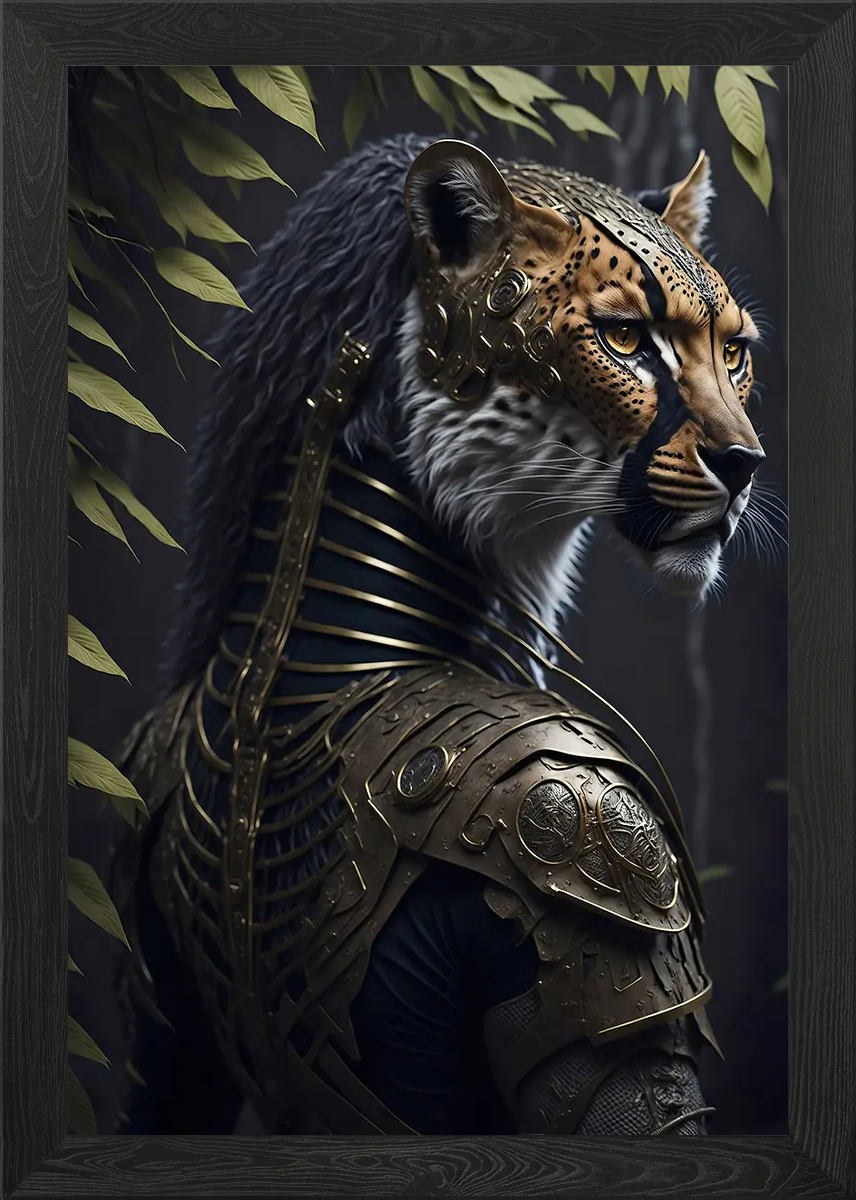 Cheetah Gladiator Animal Framed Wall Art Poster Canvas Print Picture ...