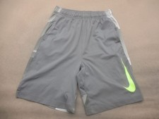 Nike Size Boys Gray Drawstring ElasticWaist Pockets Athletic Logo Shorts 201