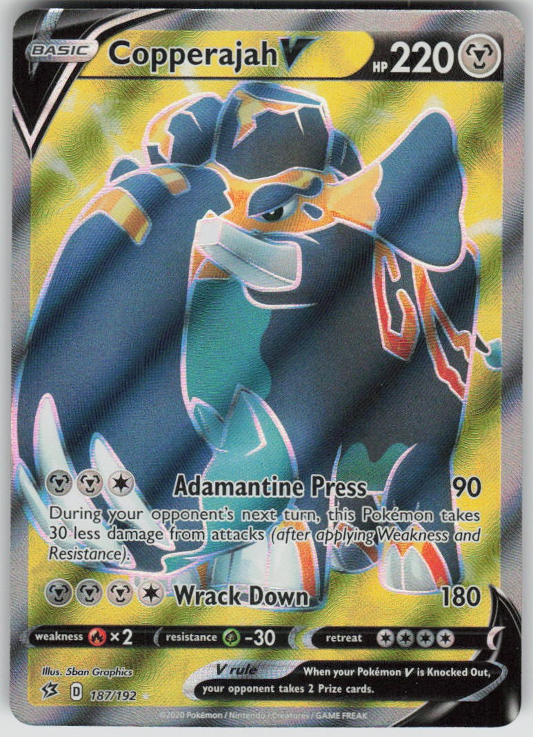 Pokemon Copperajah V (Full Art) 187/192 SWSH02: Rebel Clash Holofoil UR NM