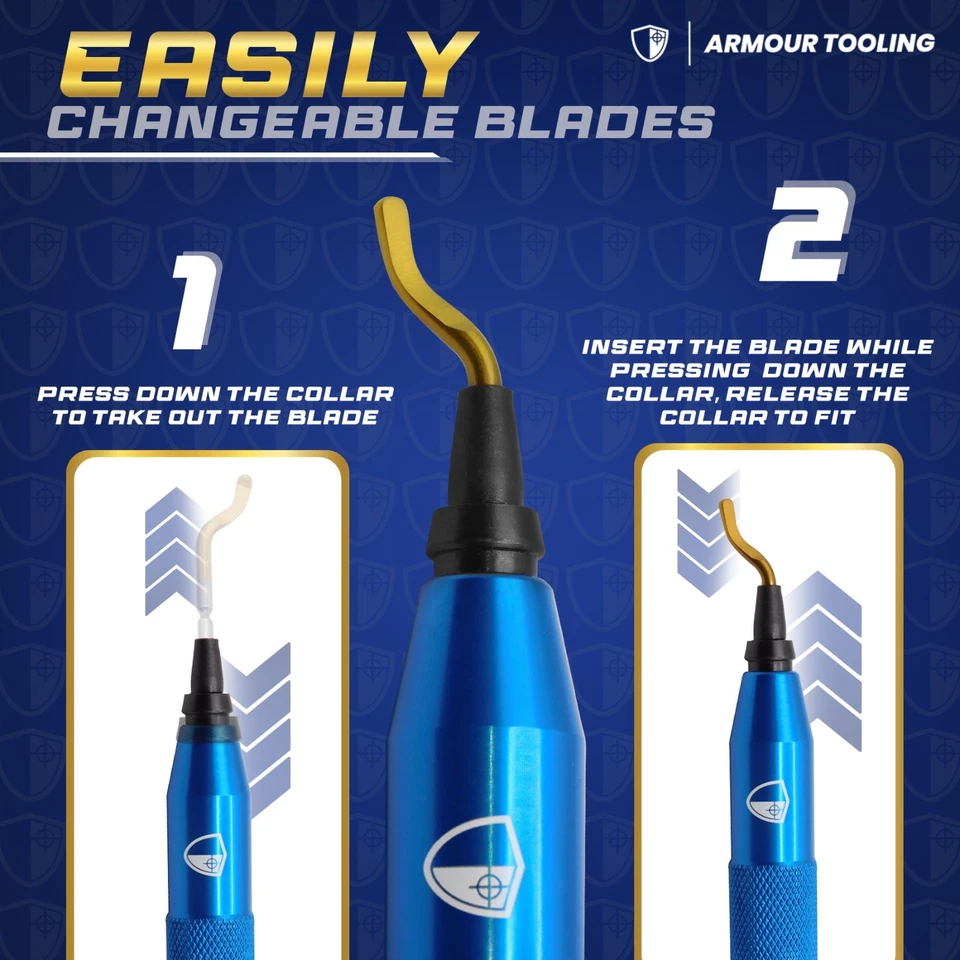 Deburring Tool Handle With 11 Blades – Deburring for Metal & 3D print support  - Image 2 of 4