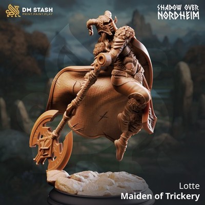 Lotte - Maiden of Trickery, Human Barbarian, Fighter, 3D Printed Miniature, D&D