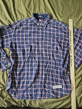 Tommy Hilfiger Men's XL Red Blue Plaid Button Down Long Sleeve Vintage
