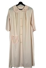 Vintage Shadowline Women's Robe Size M Pink Button Short Sleeve Elegant