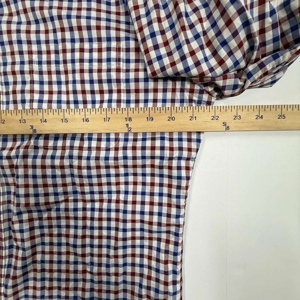 Camisa de vestir para hombre Neiman Marcus talla 16 X 32/33 ajuste rojo azul guinga Foto 3 de 4