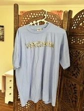 Vintage Jerzees Mens Xl T Shirt With Virginia Graphic, Light Blue