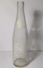 OLD VINTAGE ACL SODA BOTTLE POKAGON INDIAN GRAPHIC SODA BOTTLE ANGOLA INDIANA