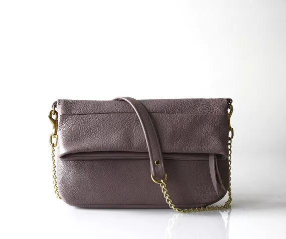 NWT OPELLE Lilac FOLD OVER CLUTCH, Artisan Made Italian Leather