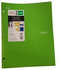 New Mead Five Star Poly Plastic 2 Pocket Folder Lime Stay Put Tabs School Home