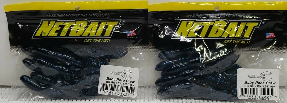 Lote de 2 Paquetes NEGRO AZUL Escamas NetBait Bebé Paca Craws Plástico Suave Craw Cebos Foto 2 de 4