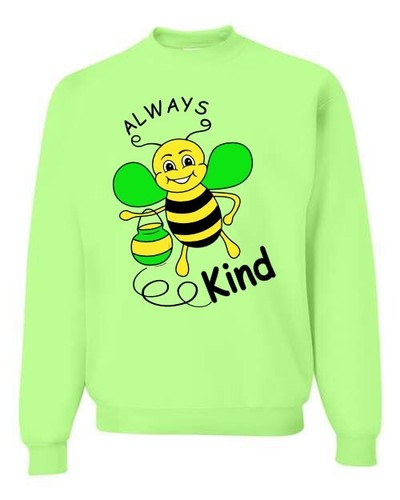 Kids Be Kind Bumble Bee Cute Inspirational Long Sleeve Sweatshirt Unisex New - Picture 10 of 14