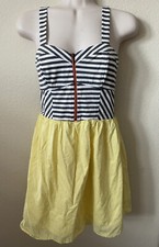 Xhilaration Yellow Poplin Striped V Neck Sleeveless Lined Women's Dress Size S
