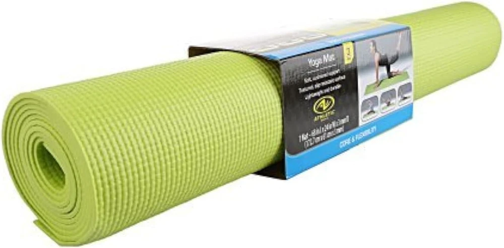 68" Lime Green Yoga Mat - 24" Wide & 3mm Thick for Comfortable Exercise