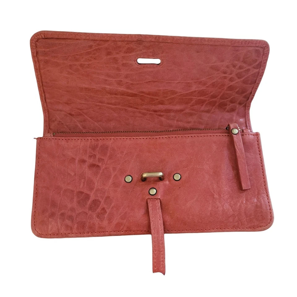 Cartera Anthropologie Pilcro Acordeán Naranja Marrón Cuero Guijarro Envejecido Foto 3 de 4