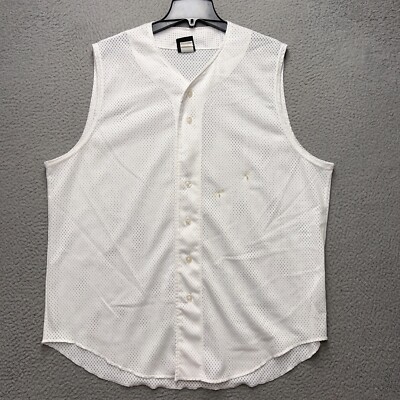 Wilson Baseball Jersey White Mens XL Blank Sleeveless Button Up Vintage  FLAWS
