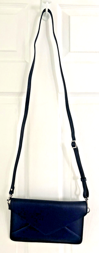 Gianni Conti Navy Black Crossbody/Wristlet Leather Purse Clutch Slim NWOT - Picture 6 of 11