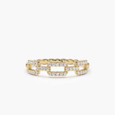 14K massiver Gold Diamant Glieder Design Ring, gedrehter Schaft Glieder Diamant Band für Sie
