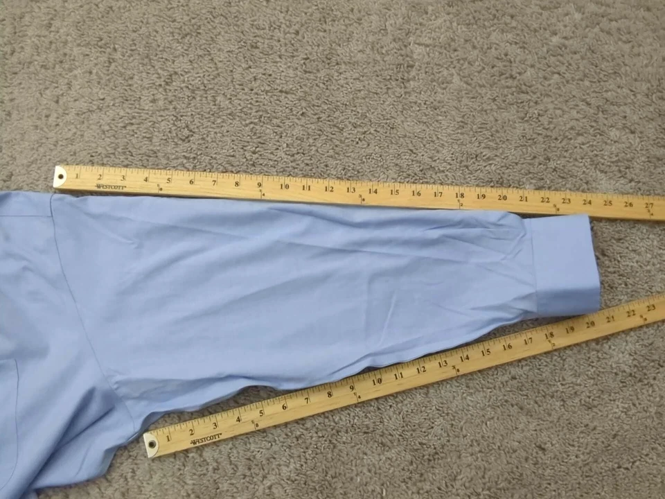 Camisa Jos A Bank Abotonada Para Hombre 17 1/2 Azul Colección Viajero Preppy Informal Foto 4 de 4