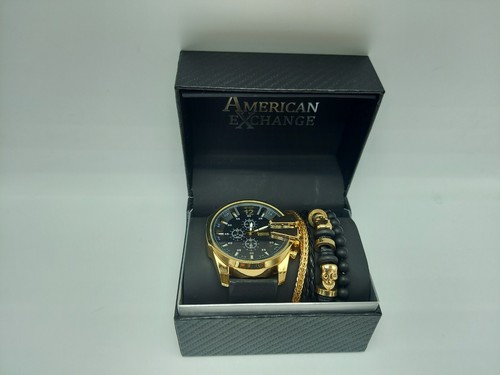 Kit Orologio Macys American Exchange Oro Nero con Bracciali - Foto 3 di 7