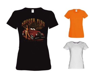 Frauen T Shirt 3 Farbtönen Auto Low Rider V8 & US Carmotiv Modell Smooth Ride