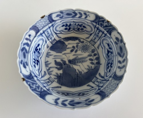 China Swatow Kraak Ming Wanli 17th Century Klapmuts Bowl grasshopper 明代万历青花蚱蜢彩绘碗 - Picture 2 of 10