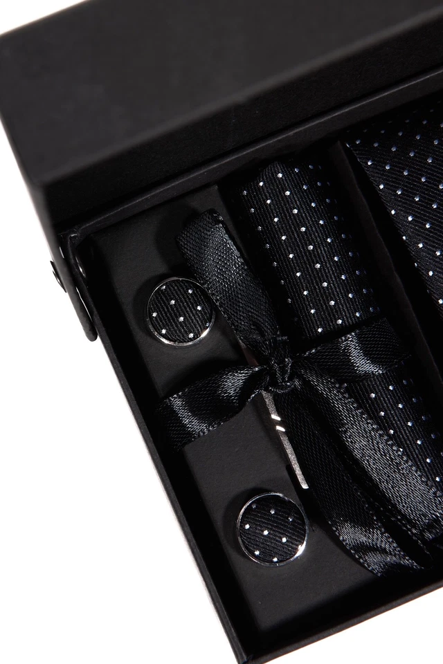 Ties for Men Set with Pocket Square Cufflink and Tie Clip | Necktie Handkerchief - Image 4 of 4