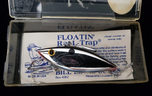 Esca galleggiante Bill Lewis Rat-L-Trap senza labbra 2,5" cromata/nera vintage con SCATOLA - Foto 3 di 4