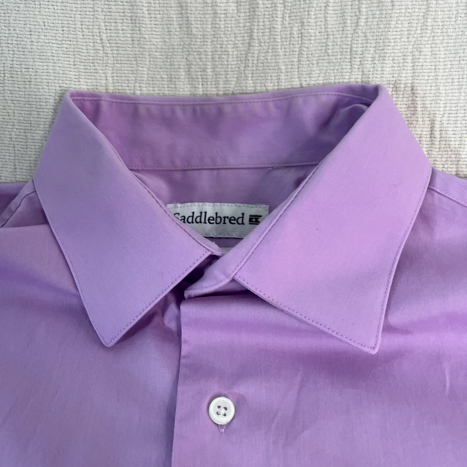 Camisa Oxford de fácil cuidado Saddlebred para hombre manga larga púrpura L 16/16,5 Foto 3 de 4