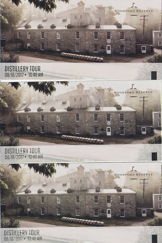 2017 Woodford Reserve Distillery Tour Lot of 3 Ticket Stubs !!!